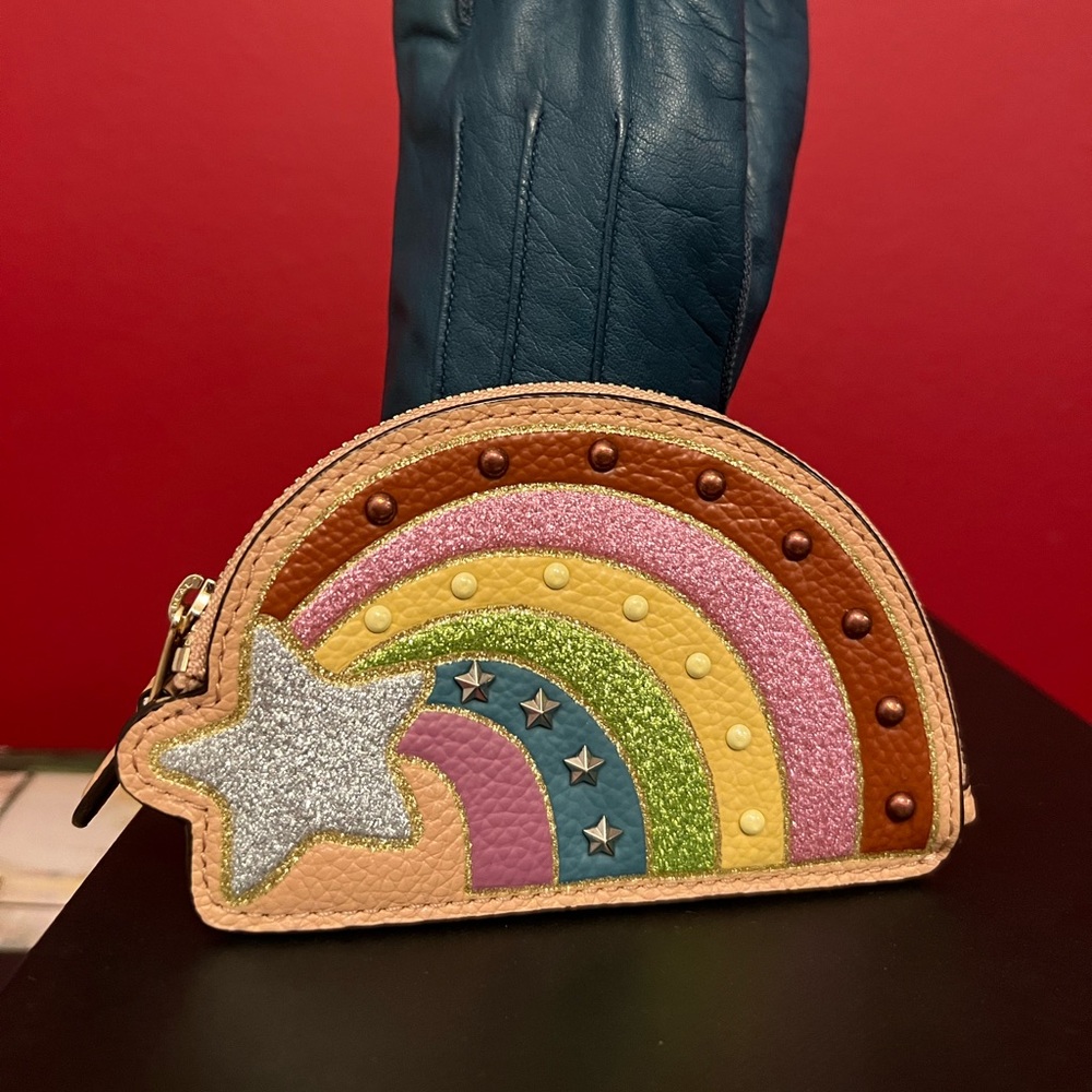 🌈⭐️Sparkling Coach Shooting Star Rainbow Coin Pouch NWOT 🌈⭐️ - Picture 5 of 9